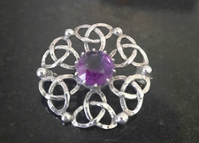 Amethyst Celtic Brooch  Silver