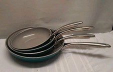 Gotham Steel Aqua Blue 4 Pack Nonstick Ceramic Frying Pan Set 8”,9",10” & 12”
