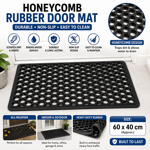 Honeycomb rubber door mat - door,