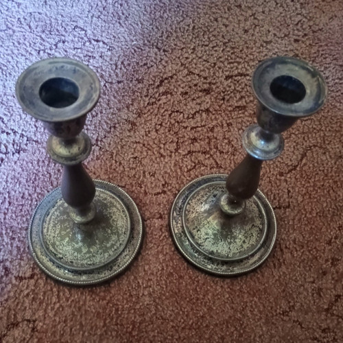 Pair brass candlesticks - brass, /