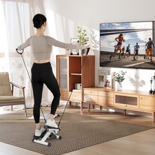 Mini Stepper for Home Exercise with Resistance Bands Adjustable Height White