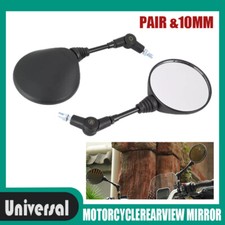 Pair Universal Round Motorcycle Rearview Rear View Side Mirrors W/ Adapter 10mm