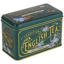 Vintage Victorian Bottle‑Green Tea Tin – 40 English Afternoon Teabag Collectible