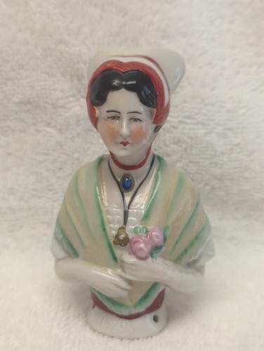 Unusual german half doll - 4-in,