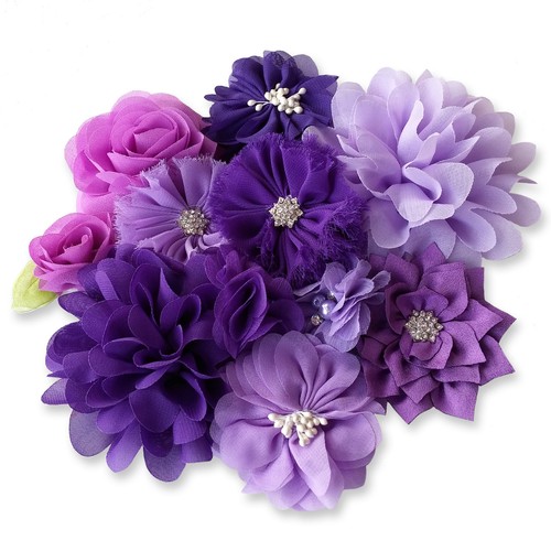 Purple fabric flowers - purple,