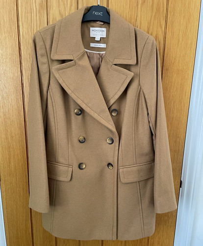 Monsoon beige wool pea coat - monsoon,