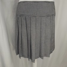 Les Copains Vintage Womens Mini Skirt Size UK 10 Black White Houndstooth Pleated