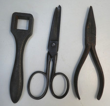 ANTIQUE 3 ASSORTED TOOLS PLIERS SCISSORS FARM WRENCH