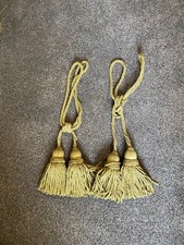 Pair of Vintage French Chateau  Gold  Curtain Tassel Tie Backs Antique