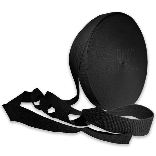 Black 38mm cotton - cotton, webbing