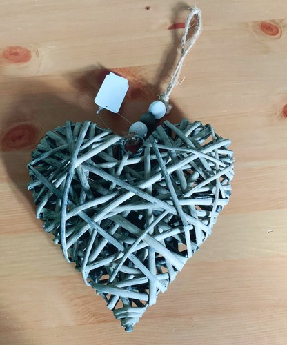 Wicker heart hanging ornament - wicker,