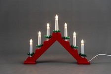 Christmas Window Decorations Candle Bridge Arch Lights Red Wooden LED Xmas