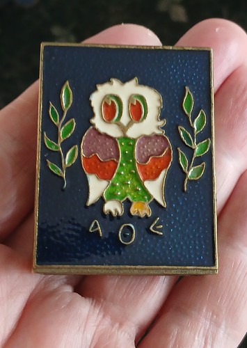 Owl athena embossed enamel - owl, of
