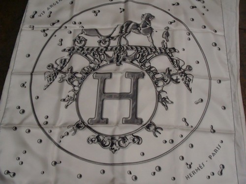 Hermes silk scarf - ,, argent