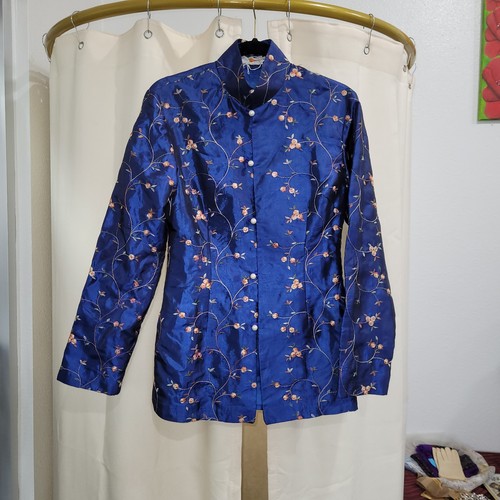 Vintage silk taffeta blue - silk,