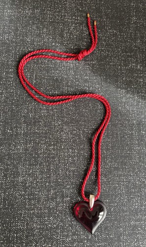 Lalique red heart pendant - lalique,