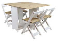 Corona Butterfly Drop Leaf Dining Table and 4 Chairs White Wax Mercers Furniture
