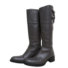 SARTORE Back Cross Belt Leather Jockey Boots, Size 35 Khaki Gray Women USED