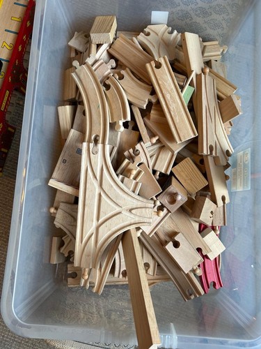 Wooden train set bundle - train, 100+