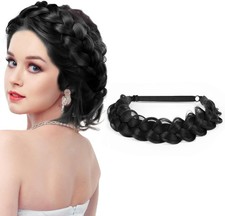 LOPHE Hair Braid Headband, Messy Wide 2 Strands Chunky Fishtail Braided Headban