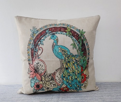 Decorative peacock cushion - peacock,