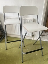 Ikea Franklin Bar Stool High Chair x 2 Folding White Foot Rest Excellent Cond