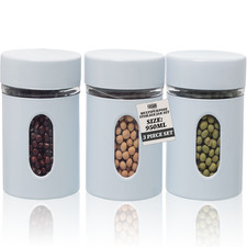 Stainless Steel Kitchen Canisters 3 Pack 950ml Airtight Storage Jar Clear Window