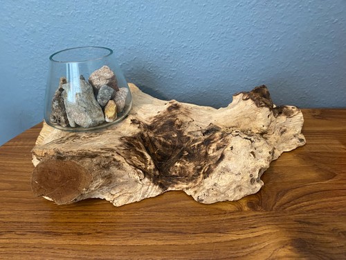 Rustic wood ornament - with, bowl