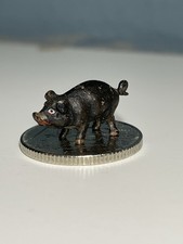 Antique Austrian Cold Painted Bronze Miniature Pig Figurine C1900