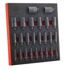 25Pc 1/2" Drive Deep 6-Point Impact Socket Set, 8-36mm By Britool Hallmark