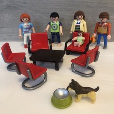 Playmobil 70s Family With Furniture And Dog. Vintage Table And Chairs Cute Baby!