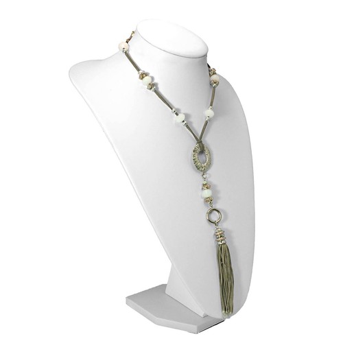 White leatherette necklace - leatherette,