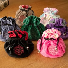 Dice Bag Pouch Super Soft Plush Geek Nerd Die Storage Pockets D&D DND TTRPG