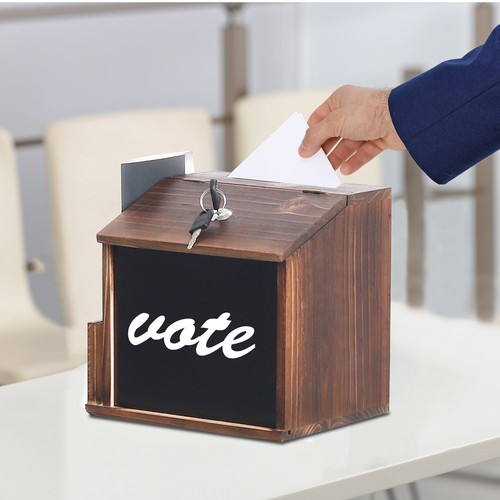 Wood suggestion box with slot - suggestion,