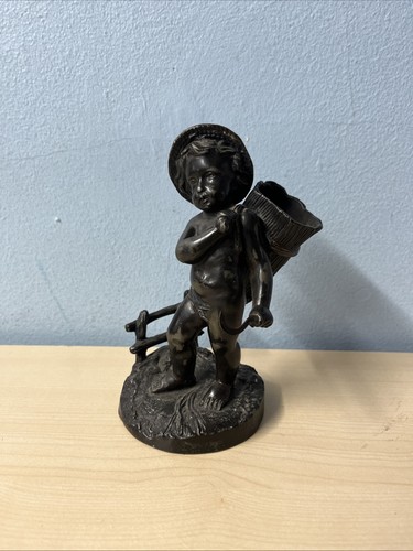 Spelter statue child - spelter,