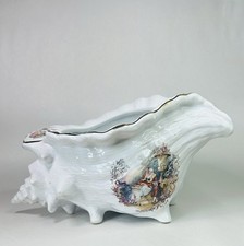 Vintage Maryleigh Pottery Staffordshire White Conch Shell Rococo Planter / Pot