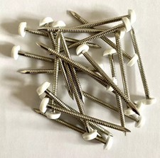 Static Caravan 65mm White Poly Top Pins A4 Stainless Steel (50 Pack)