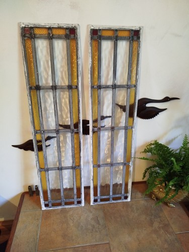Vintage pair stain glass - vintage, of