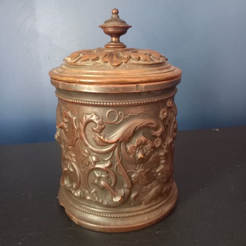 Ornate old tobacco jar with - ornate,