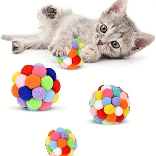 3pcs cat plush ball toy - cat,
