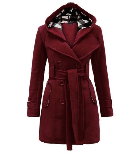 Women check hooded - check, belted