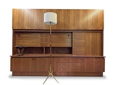 Large 8ft German Mid Century Teak Wall Unit Storage Retro