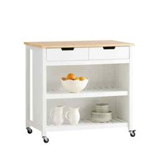 Kitchen Island Trolley, white and natural, new other (see details)