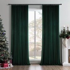 Dark Green Velvet Curtains 84 Inches Long for Living Room Bedroom Christmas G...