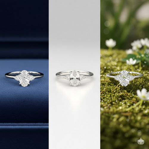 White gold moissanite ring - white,