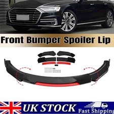 Universal Car Front Bumper Lip Splitter Body Kit Spoiler Chin 4PCS Black+ Red UK