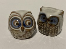 Two Sweet Little Pottery/Ceramic Owl Ornaments.