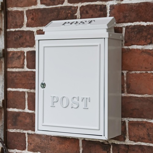White wall mounted post box - wall,