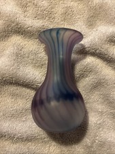 Adrian Sankey, cumbria hand made swirl glass vase with label - VGC 13.5cm