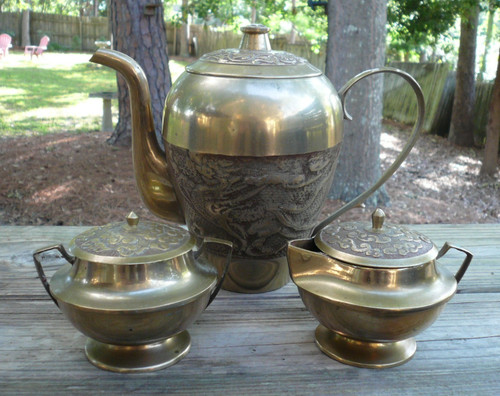 Vintage oriental brass piece - vintage, 3